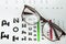 The Diagram of checking eyesÂ  glasses Optometry medical background.